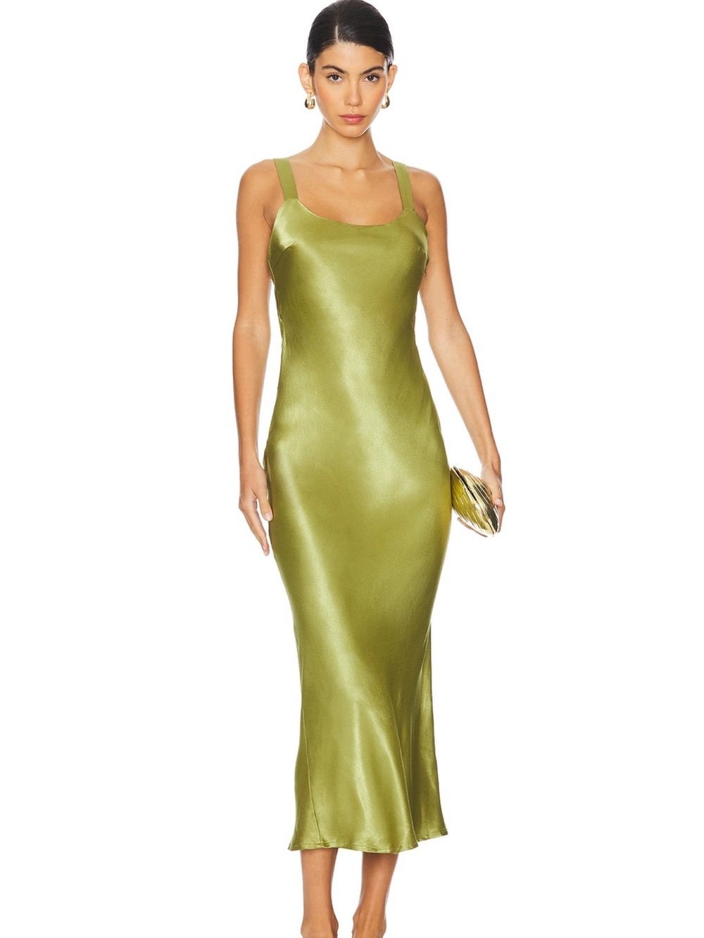 × REVOLVE Avani Dress in Pear Satin Slip Midi Dress